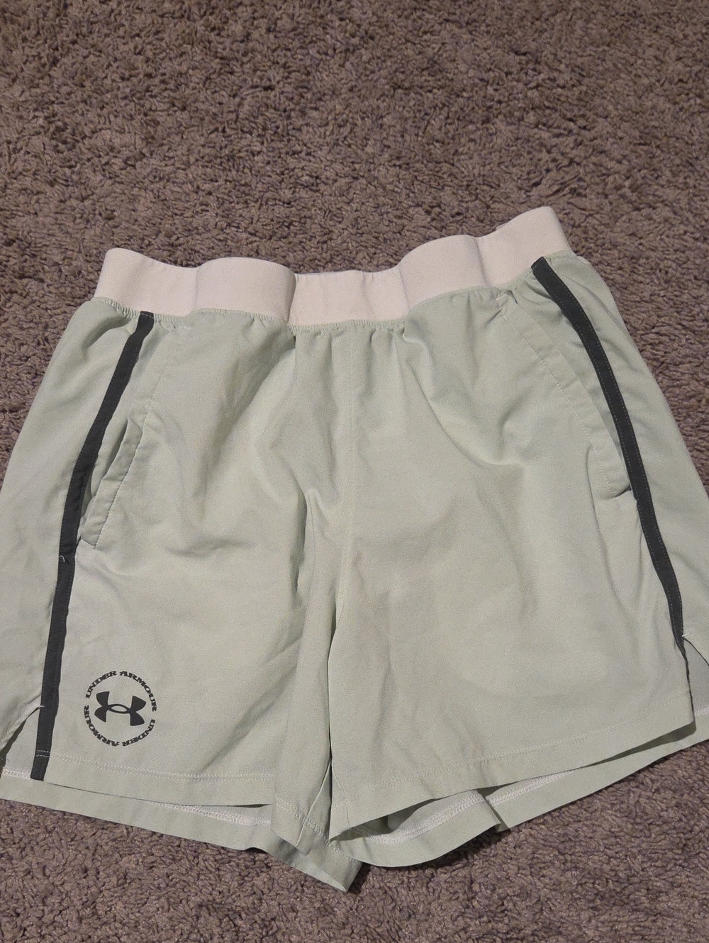 Under Armour Men's Mint Green Athletic Shorts with Black Trim